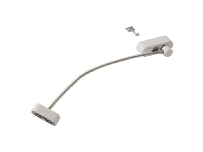 SL Замок-ограничитель открывания на окна белый с тросиком